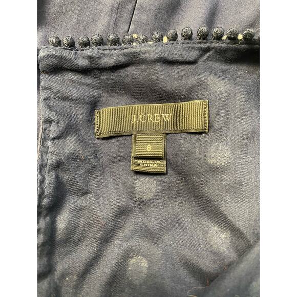 J.Crew Navy Blue White Bell Short Sleeve Fringe‎ Polka Dot Shift Dress Size 8 - Picture 2 of 7